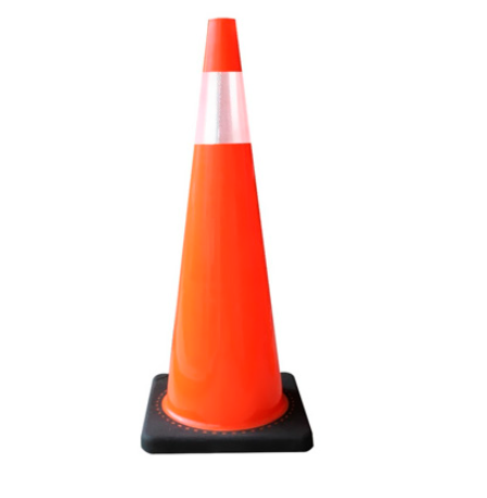 CONO VIAL NARANJA C/REFLEJANTE Y BASE NEGRA